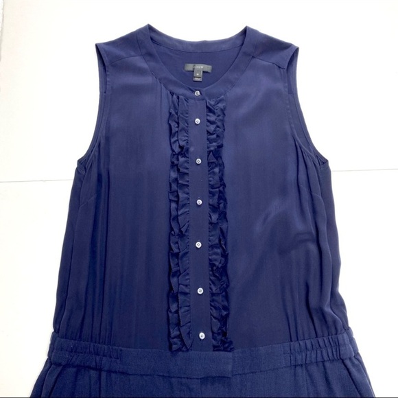 J.crew Silk Ruffle Front Jumpsuit in Navy Blue StyleF5571 - Picture 4 of 9